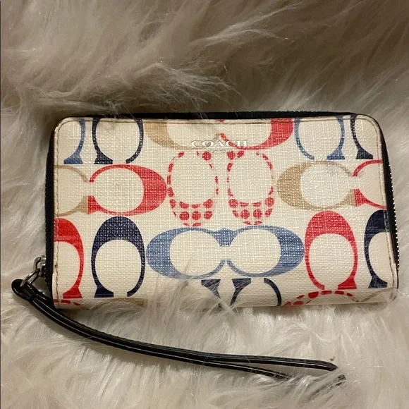 Vintage Coach Bleeker Multi-Colored Zip Slim Wallet/Wristlet - Picture 1 of 10